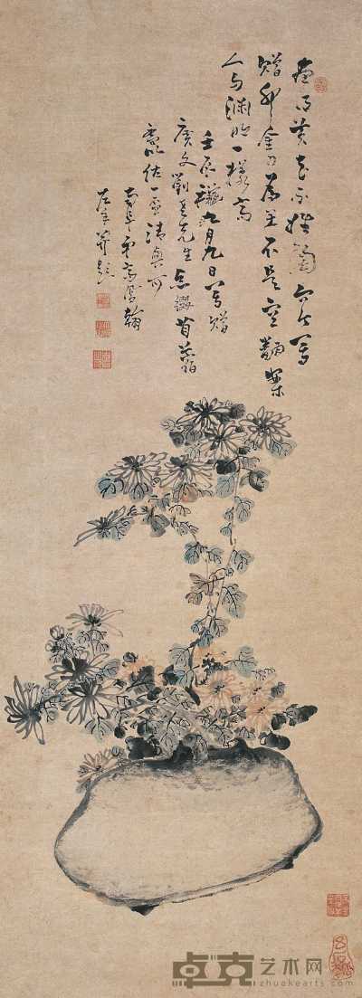 高凤翰 1712年作 花卉 立轴 126×48cm
